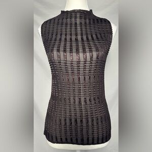 NICOLA Y2K Brown Whimsigoth Boho Crinkle High Neck Sleeveless Top Size XL